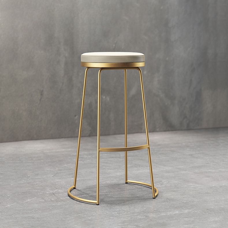 Glam Leather Bar Stool Backless Counter Stool for Bristol with Metal Legs