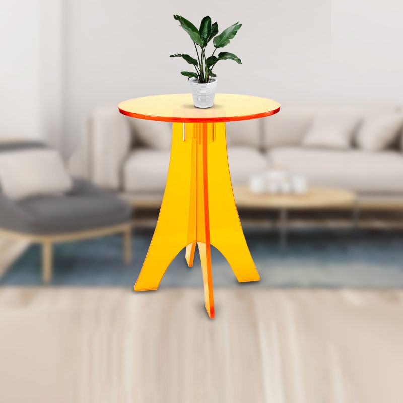 Modernistic Plastic Accent Side Table Round 3 Legs Living Room Corner Table