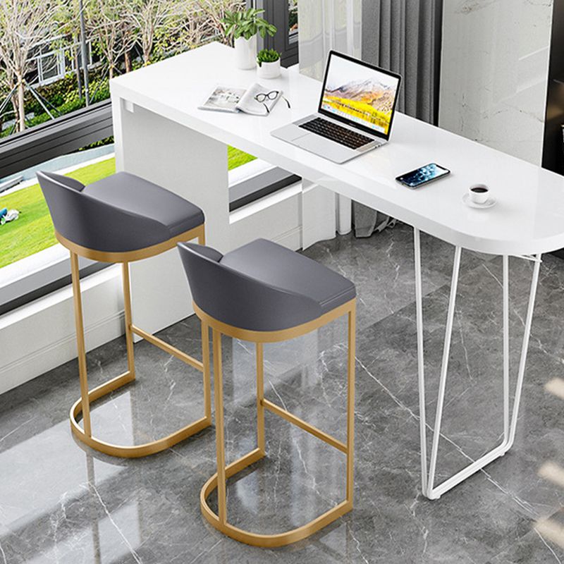 Contemporary Style Counter Stool Bar-height Bar Stool with Metal Base