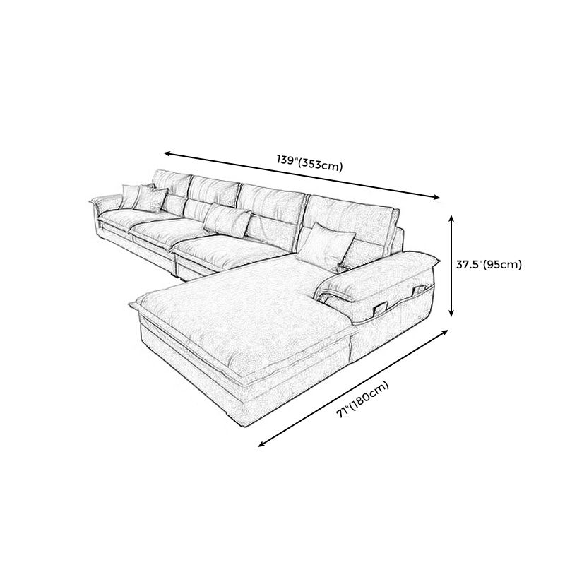 37.4"High Dark Gray Pillow Top Arm Sectional Cushion Back Sectional for Living Room