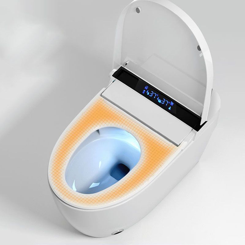 Contemporary White Electronic Toilet Elongated Floor Mount Bidet