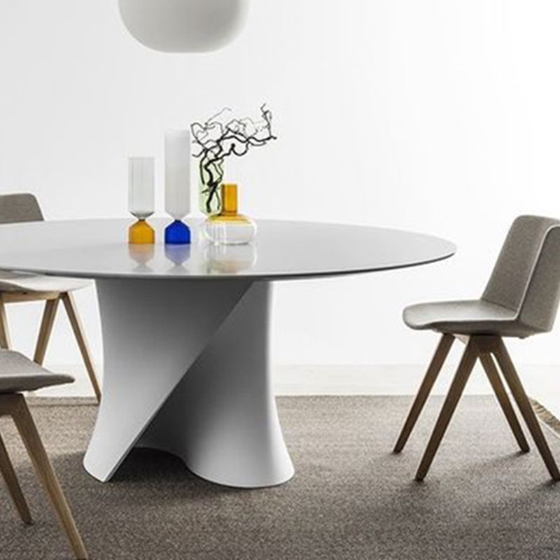 Modern Style Round Wood/Slate Table with Abstract Base Coffee Table