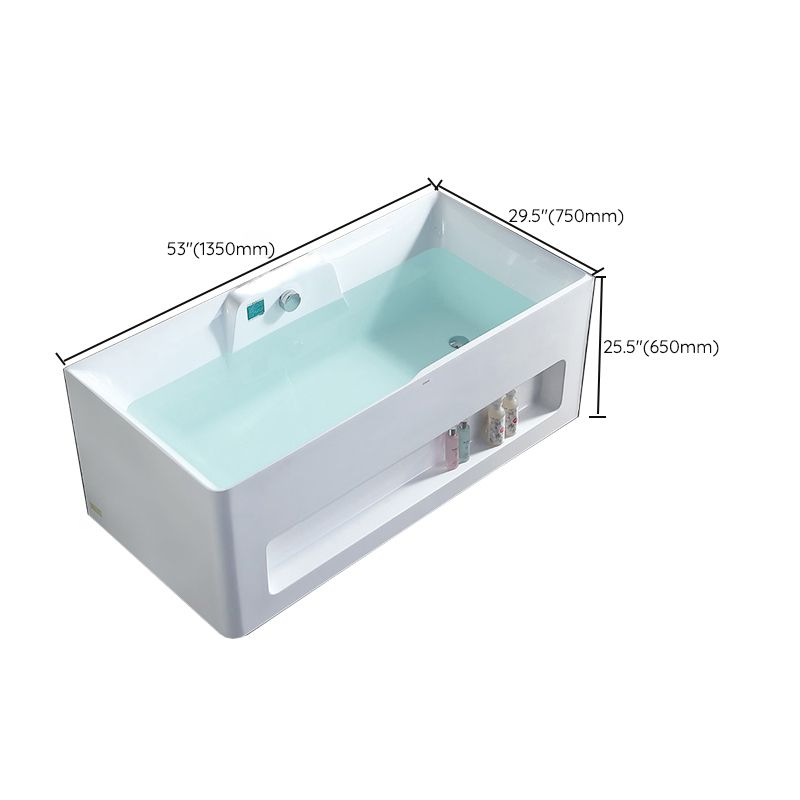 Modern Style Acrylic Bathtub Rectangle Back to Wall Bathroom Bathtub in White