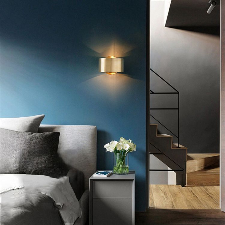 Cylinderical Sconce Light Fixture Modern Minimalist Style Metal 1 Light Sconces
