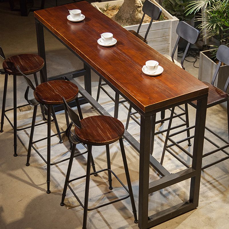 Industrial Rectangle Bar Stool and Table Set 1/2/7 Pieces Indoor Wood Pub Dining Set