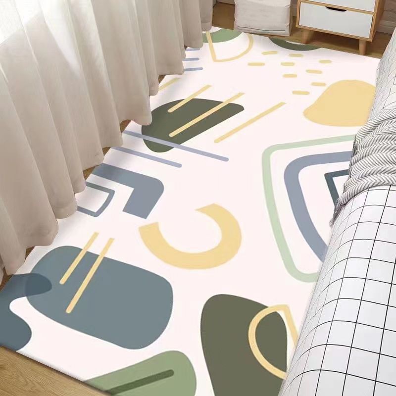 Pink Modern Rug Polyester Chrysanthemum Rug Washable Rug for Drawing Room