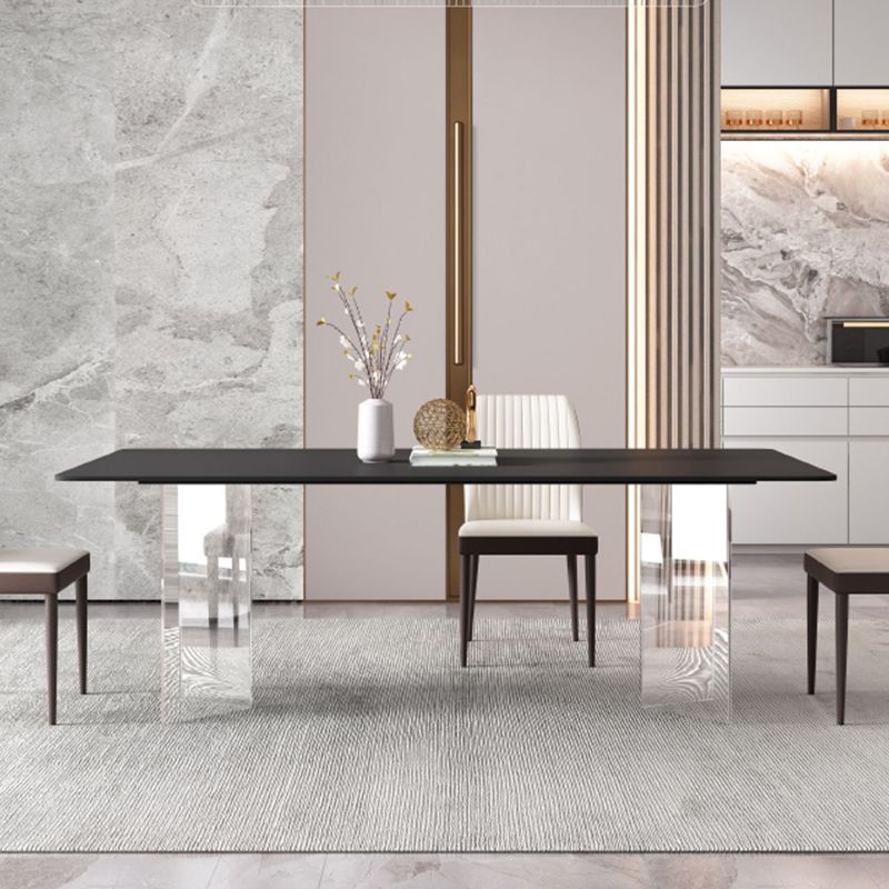Modern Style Rectangle Dining Table Sintered Stone Table with Acrylic Base