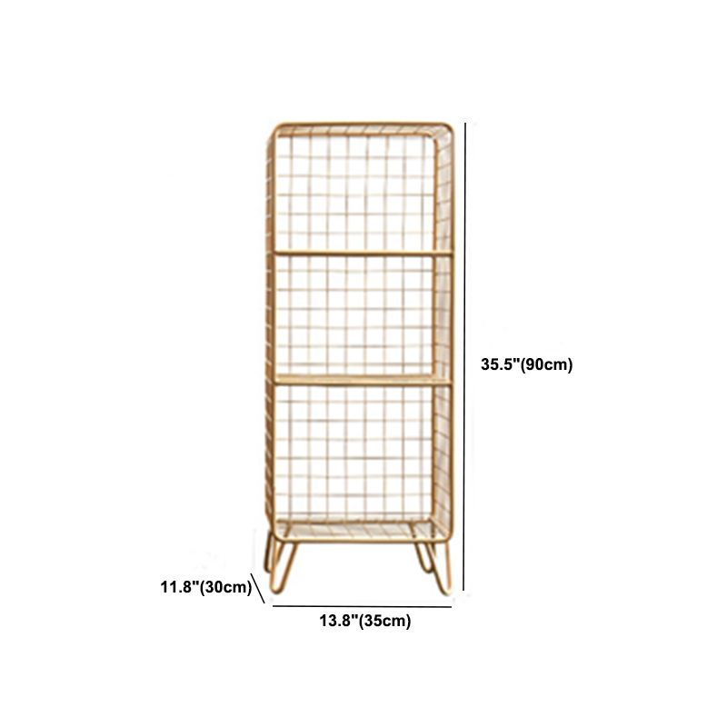 Steel Bookcase with Shelves 12" W Gold Closed Back Bookcase for Living Room