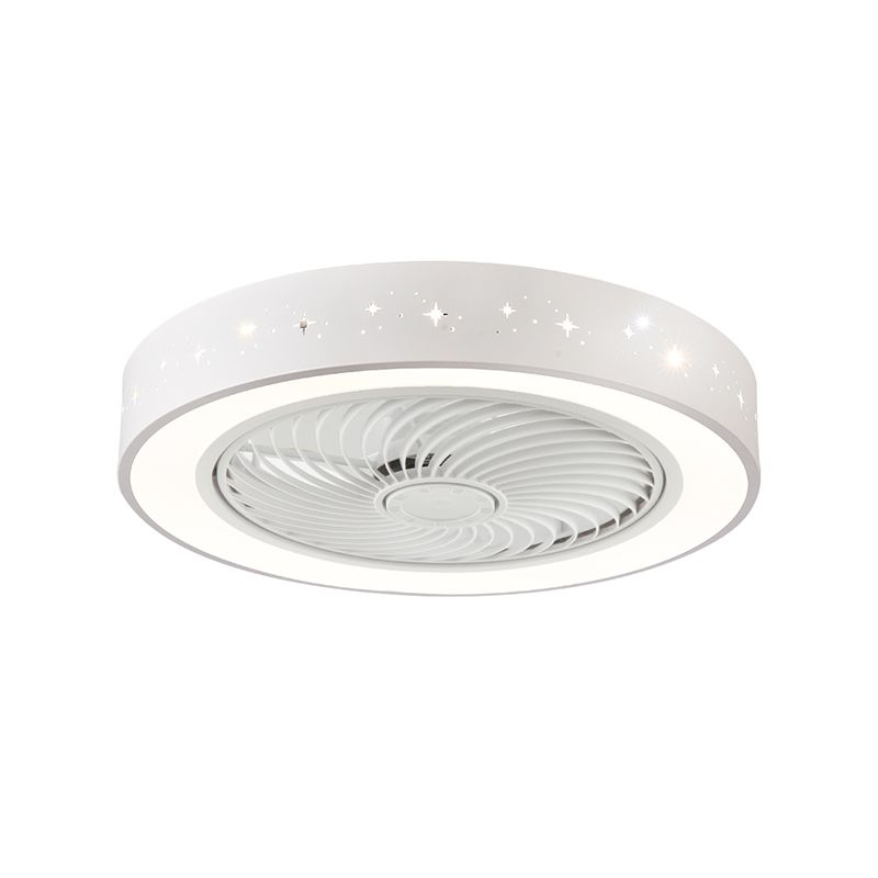 Unsichtbarer, trommelförmiger Lüfterlicht Kit Nordische Acryl weiße LED Semi Flush Light für Schlafzimmer