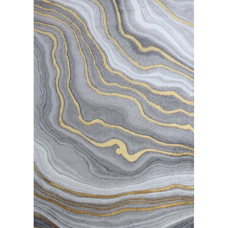 Gray Abstract Print Rug Polyster Modern Indoor Rug Anti-Slip Backing Machine Washable Area Carpet for Living Room