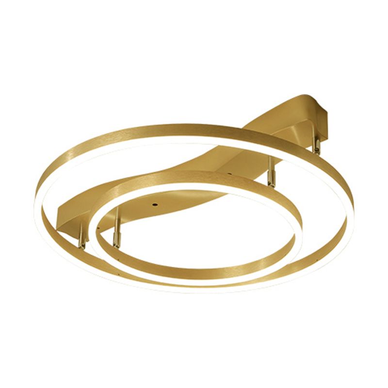 Gold Finish Ring Ceiling Mount Lamp Artistic Metal Adjustable LED Semi Flush Light