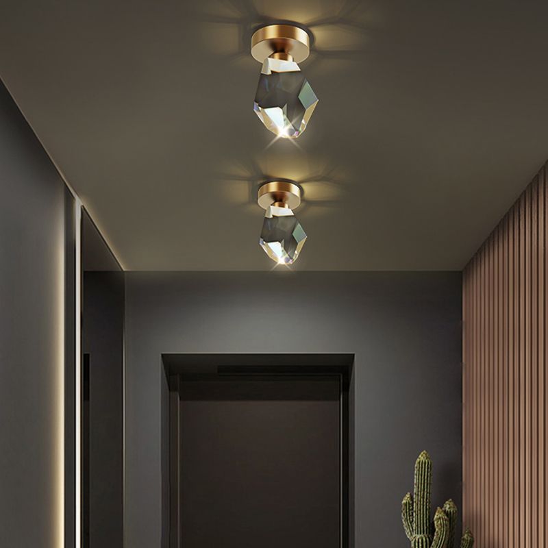 Simplicity Metal Wall Sconce with Clear Crystal Shade Postmodern Sconce Light Fixture