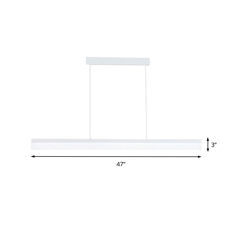 Black/White/Brown Linear Pendant Lighting Minimalist Metal LED Hanging Light in Warm/White/Natural, 31.5"/39"/47" Wide