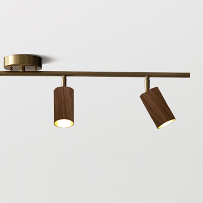 Iluminación sobre riel de techo nórdico, foco de madera maciza de nogal negro para el hogar, sala de estar, dormitorio, guardarropa, tienda de ropa comercial, pasillo