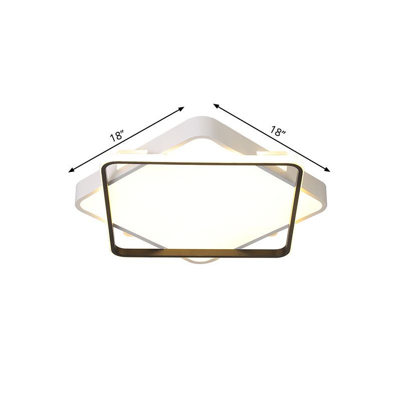 Square Metal Ceiling Light Fixture Modern Gold LED Flush Mount Lamp in Warm/White Light, 18"/23.5" Width