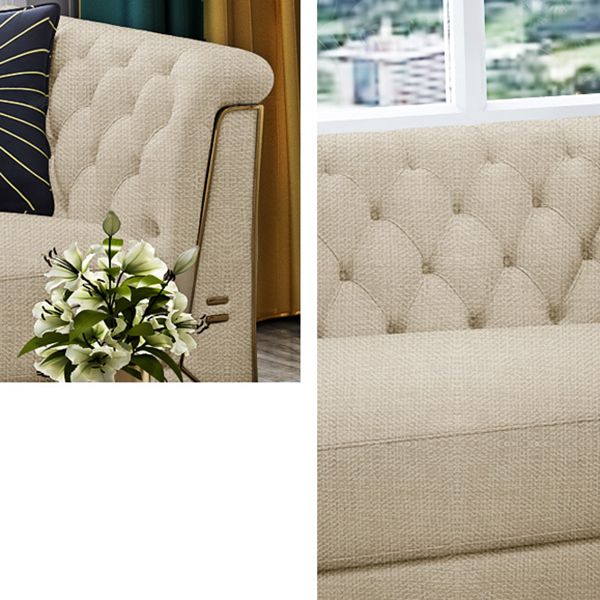 Contemporary Upholstered Chaise Lounge Couch Rolled Arms Lounge Chair