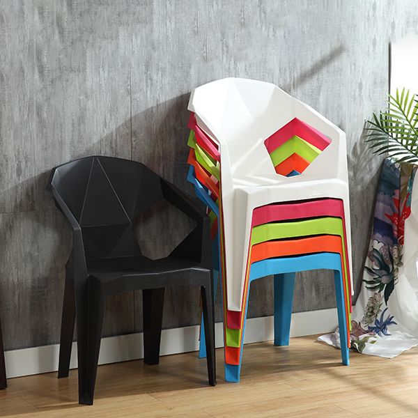 Silla de comedor de plástico de estilo contemporáneo, sillas laterales apilables con brazo de comedor para cocina