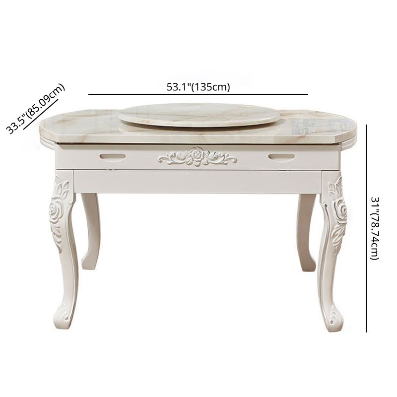 Glam Style Kitchen Marble Top Furniture of Standard Height Formal Dining RoomTable Set