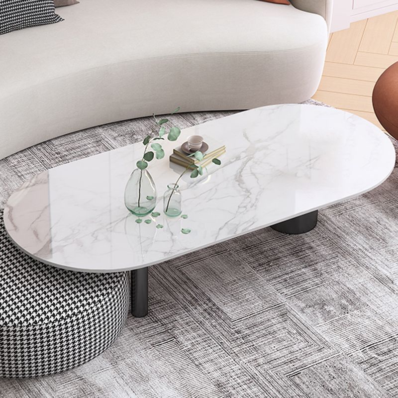 Glam 3 Legs Cocktail Table Oval Coffee Cocktail Table for Living Room