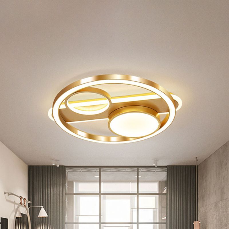 18"/23.5" W Gold Round Ceiling Light Nordic LED Acrylic Flush Mount Lamp in Warm/White Light for Living Room