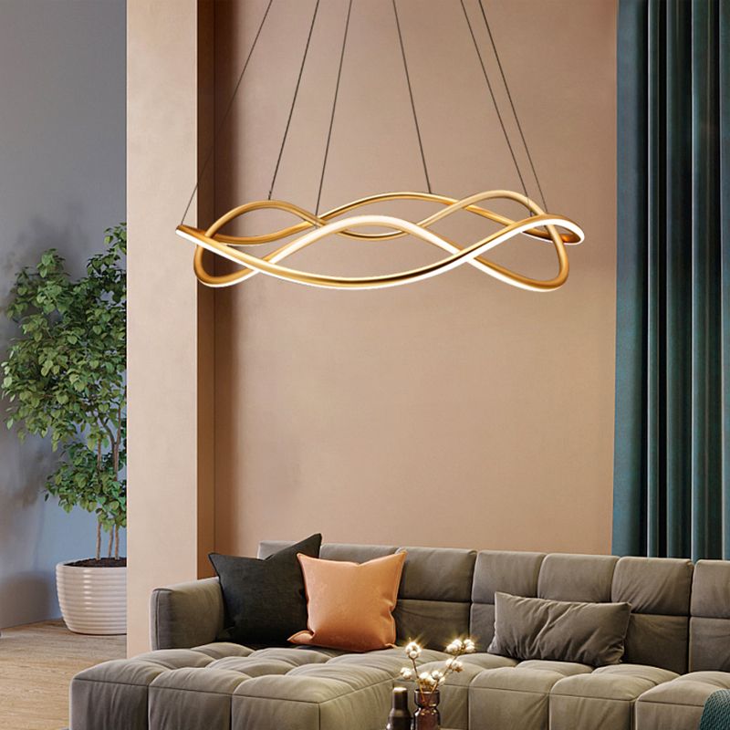 Waving Chandelier Pendant Lights Modern Metal Chandeliers in Gold Finish