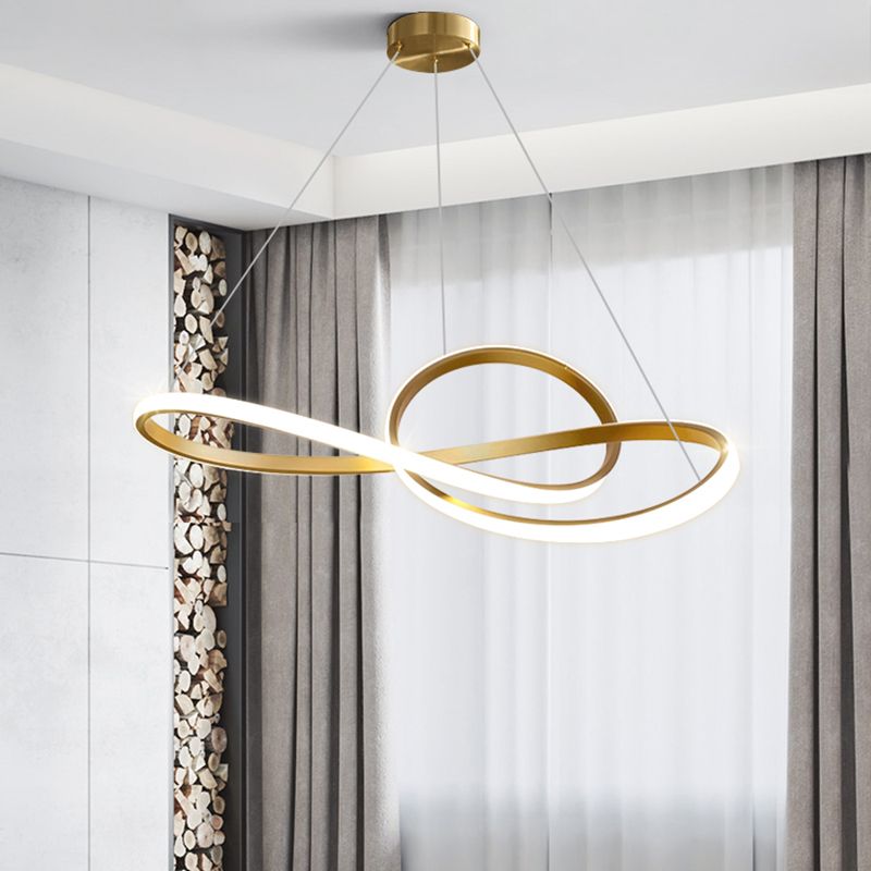 Gold Unique Shape Chandelier Modern 1 Light LED Hanging Light for Bedroom