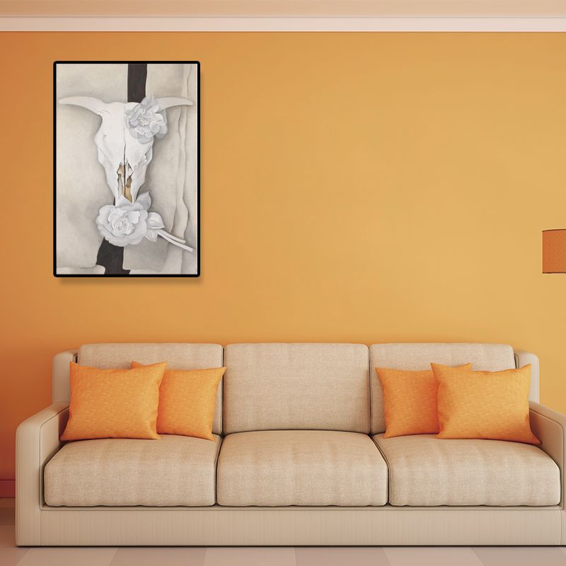 White Flower Art Print Textured Countryside Bedroom Wrapped Canvas (Multiple Sizes Available)