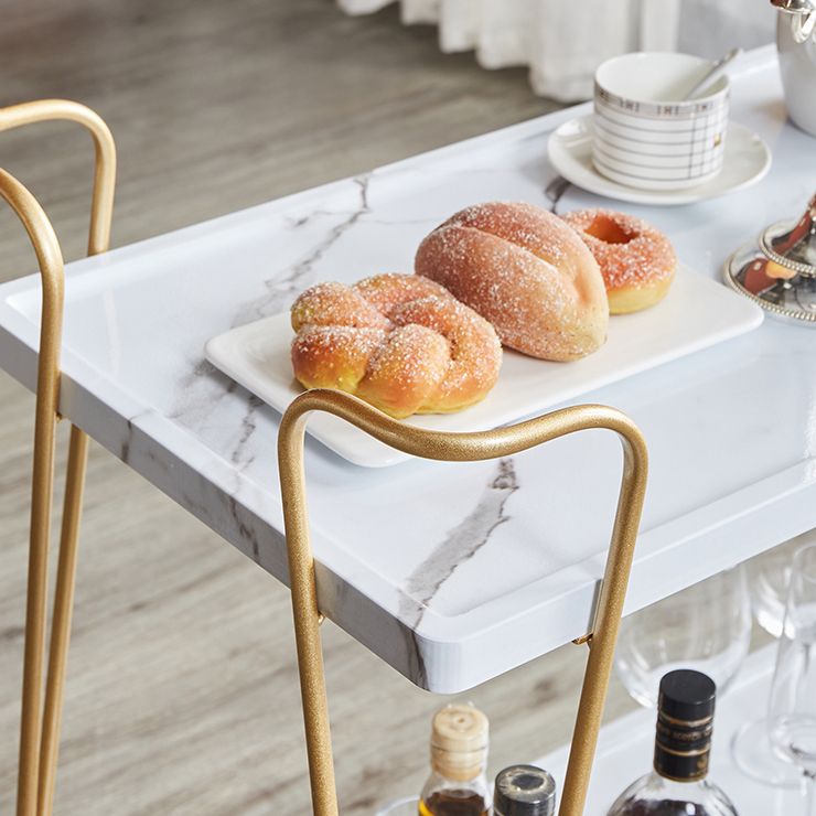 Modern Metal Prep Table Open Storage Rolling Prep Table for Dining Room