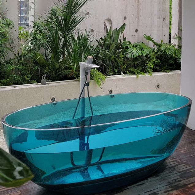 Modern Soaking Freestanding Tub Colorful Oval Bathtub for Home