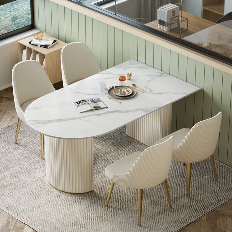 Free Form Dining Room Table Luxury Sintered Stone Double Pedestal Table