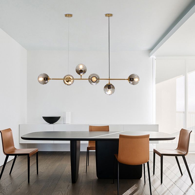 Modern Style Hanging Island Light Glass Ball Hanging Lighting Fixture for Dining Room