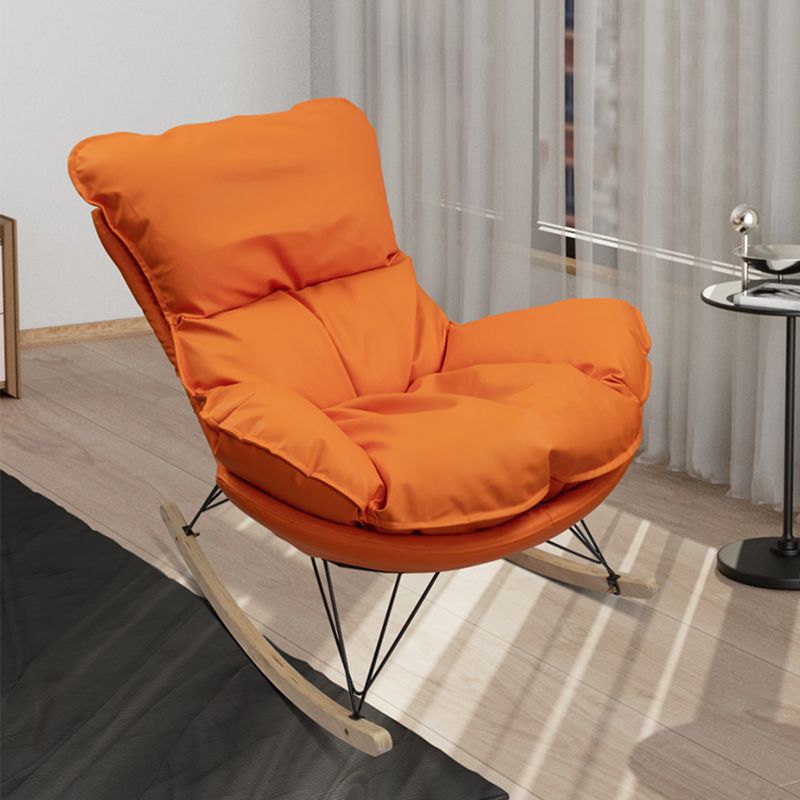 Modern Upholstered Rocker Chair Metal Frame Rocker Chair with Ottoman