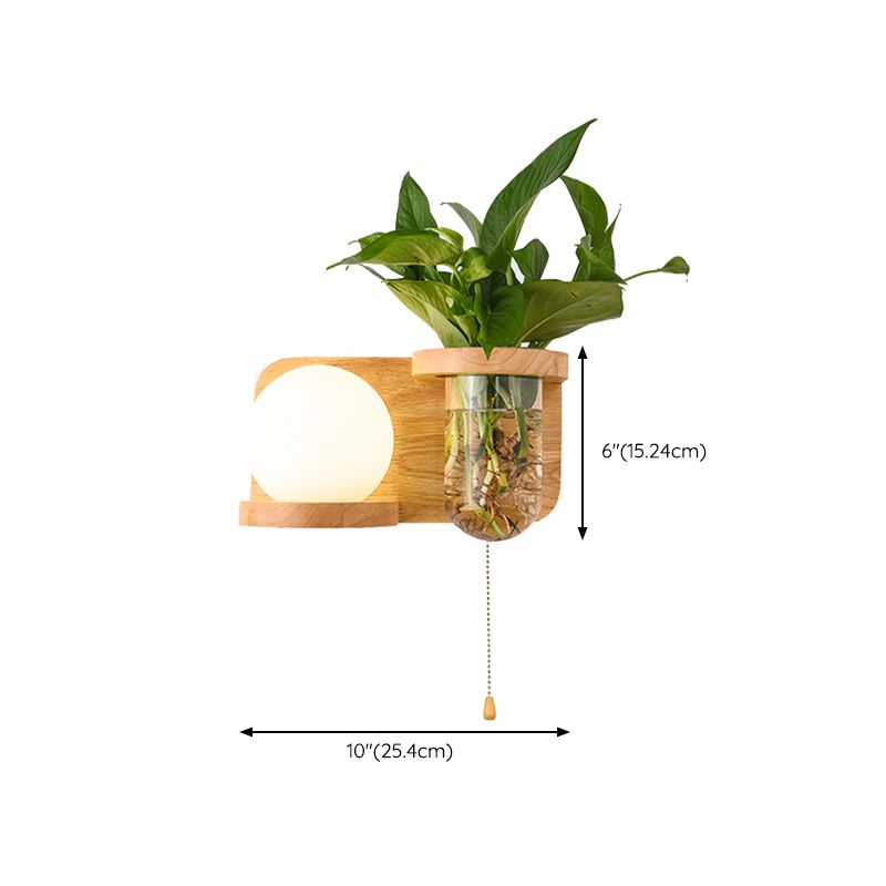 1 Light Wall Light Fixture Modern Wood Wall Mounted Lighting(plants not included)