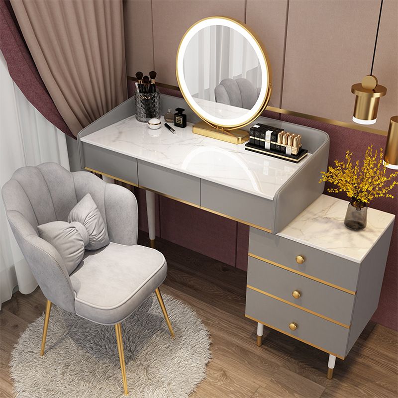 Glam Vanity Table Stone Top 15.75" W Makeup Desk with Drawers