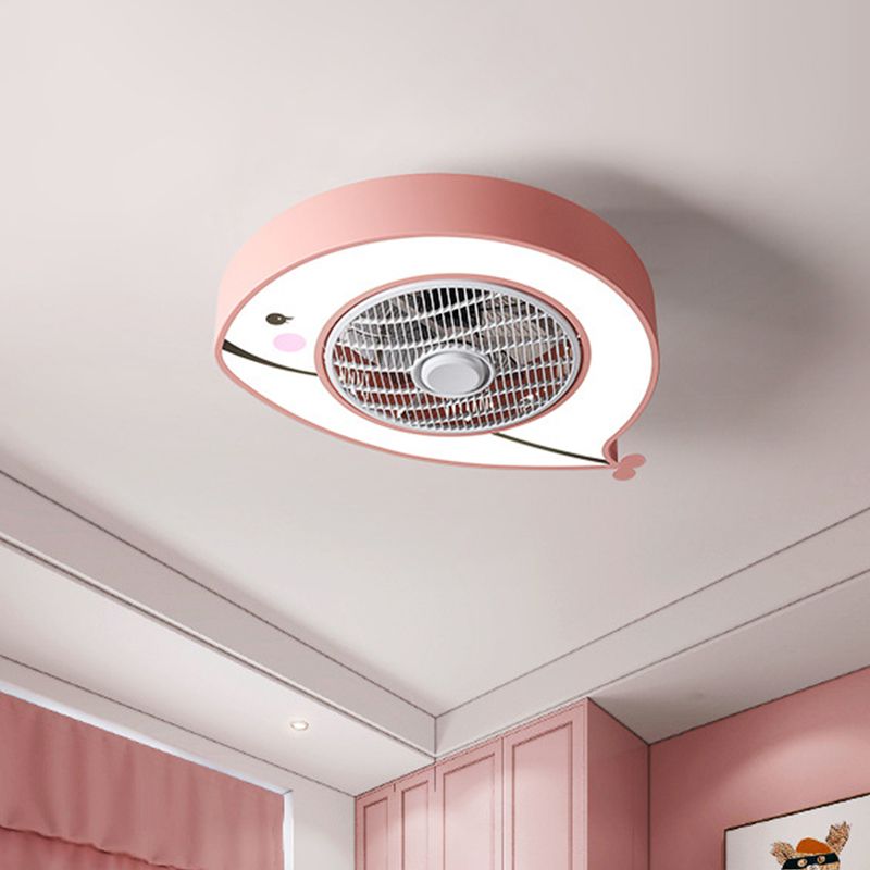 Metal Fat Fish Semi Flush Techo Ventilador de techo Rosa/azul 21.5 pulgadas de ancho LED Semi Flushmount Iluminación para vivero