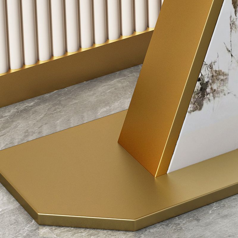 Glam Style Half Moon Console Table with Pedestal Base for Hall Accent Table