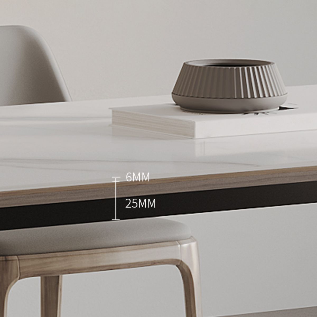 Sintered Stone Dining Set 1/2/5 Pcs Solid Wood Frame Dining Table and Chairs