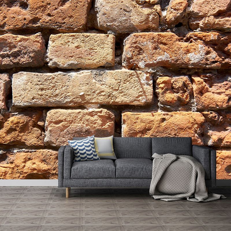 Vintage Style Brick Wall Mural Wallpaper Moisture Resistant for Living Room