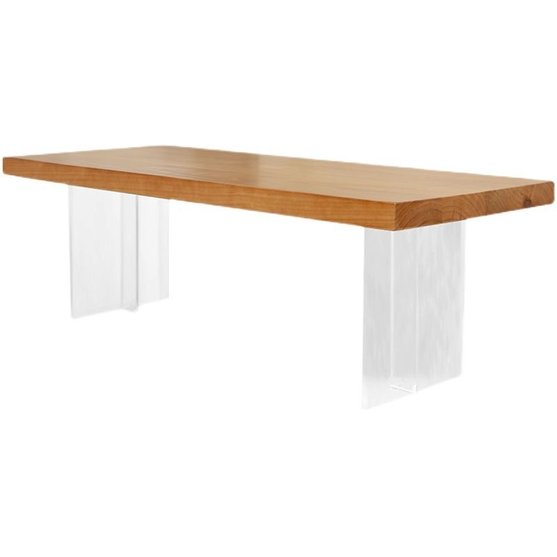 Scandinavian Natural Rectangle Coffee Table with Acrylic Base and Solid Wood Top