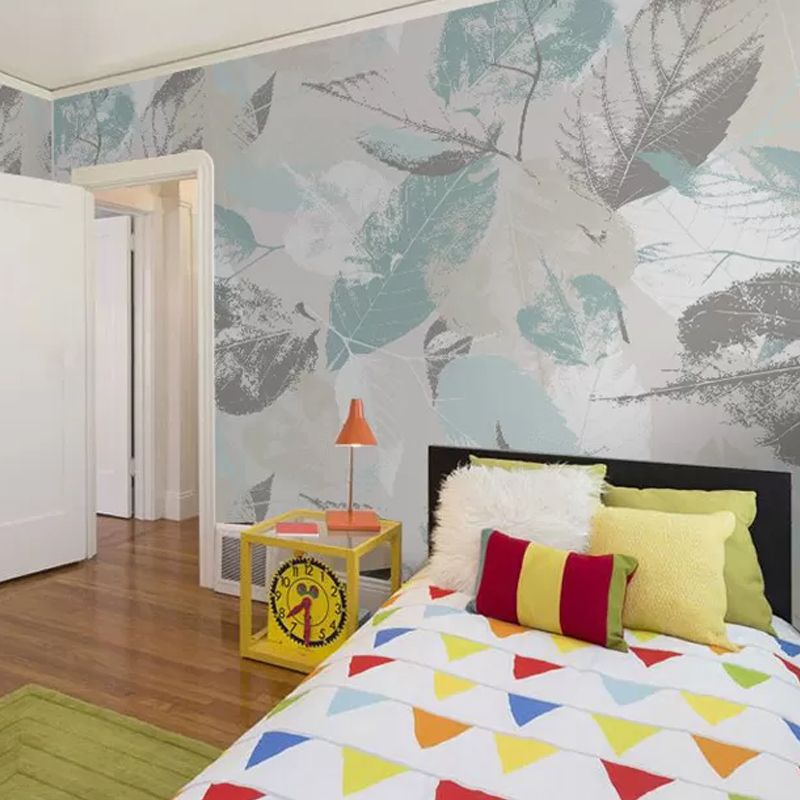 Water-Resistant Leaf Texture Mural Wallpaper Custom Size Minimalist Wall Covering for Guest Room
