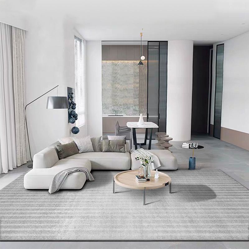 Light Grey Simple Rug Blending Line Indoor Rug Stain Resistant Rug for Home Decor