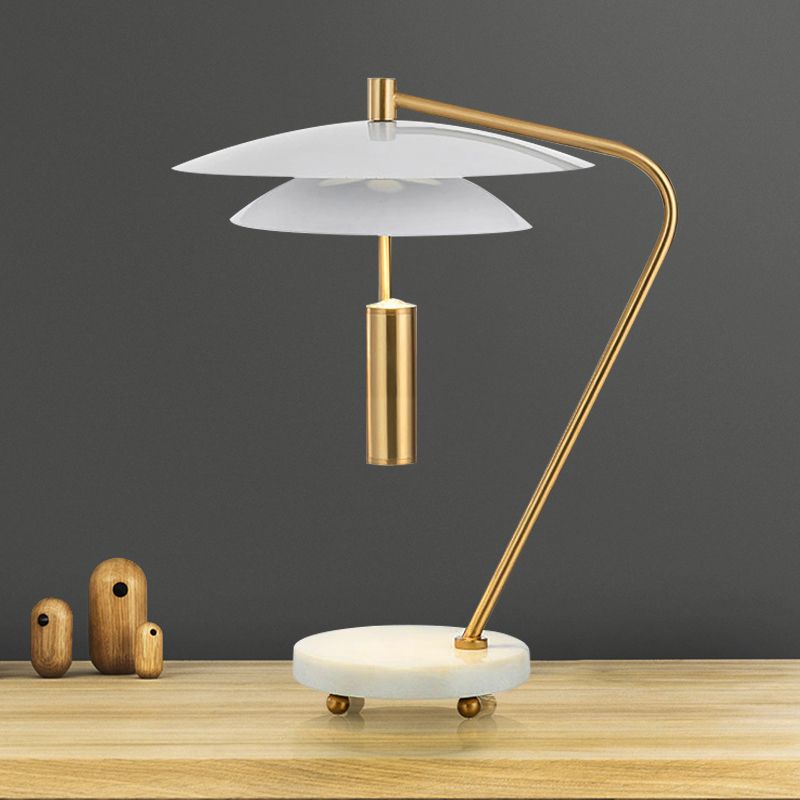 Tubo de lujo Metal Nightsand Light 2 Heads Sala de estar Led Mesa Night Table Iluminación en blanco