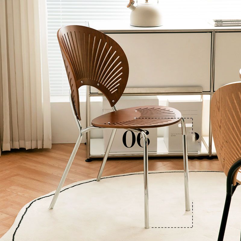 Modern Style Dining Chair Wooden Open Back Side Chair for Dining Room