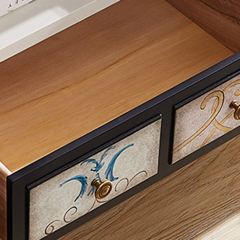 American Traditional Wooden Storage Chest Home Vertical Chest with Drawers