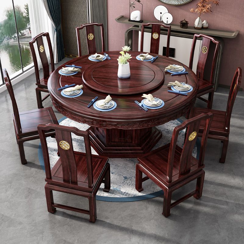 Solid Wood Dining Table Pedestal Round Dinner Table for Dining Room