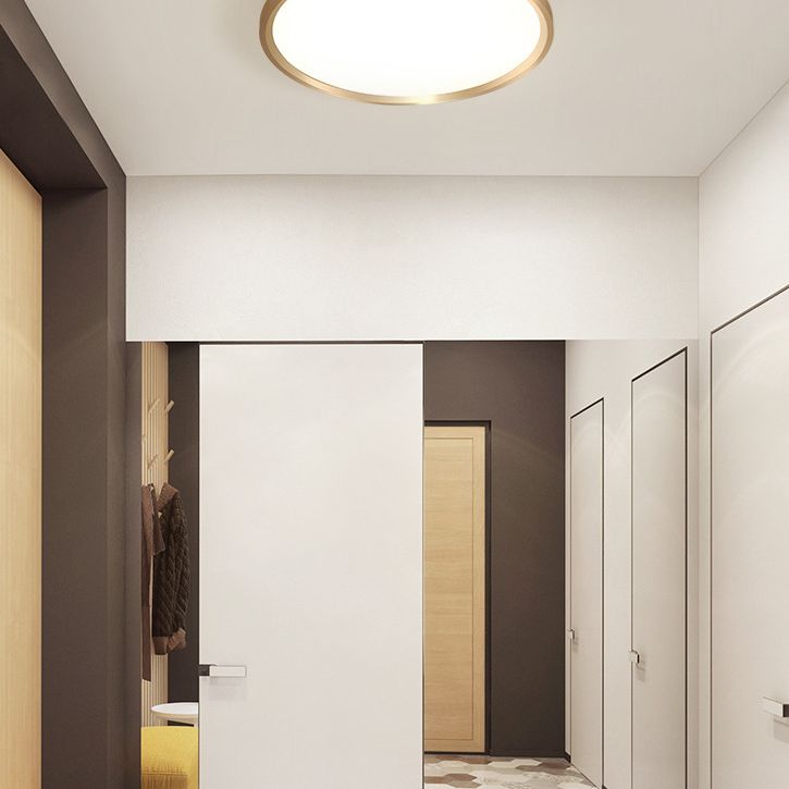 LED Bedroom Flush Ceiling Light Fixture Modern Gold Flush Ceiling Light with Circle Metal Shade