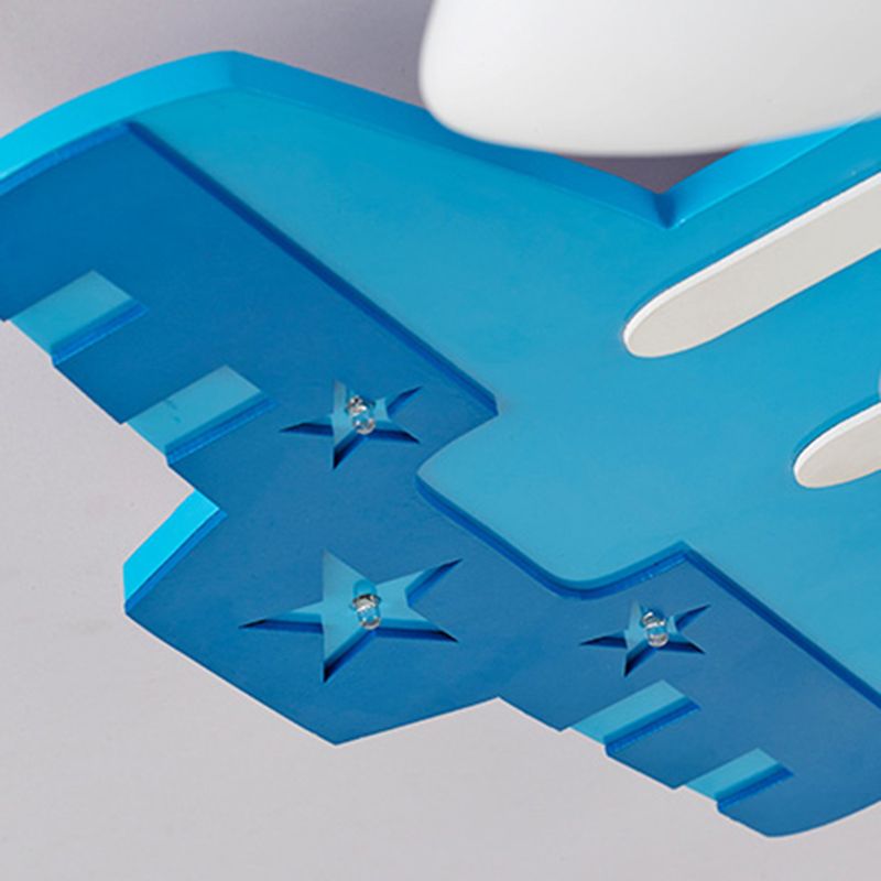 Blue Glass Flush Mount Creative Plane Flush Ceiling Light for Children's Room