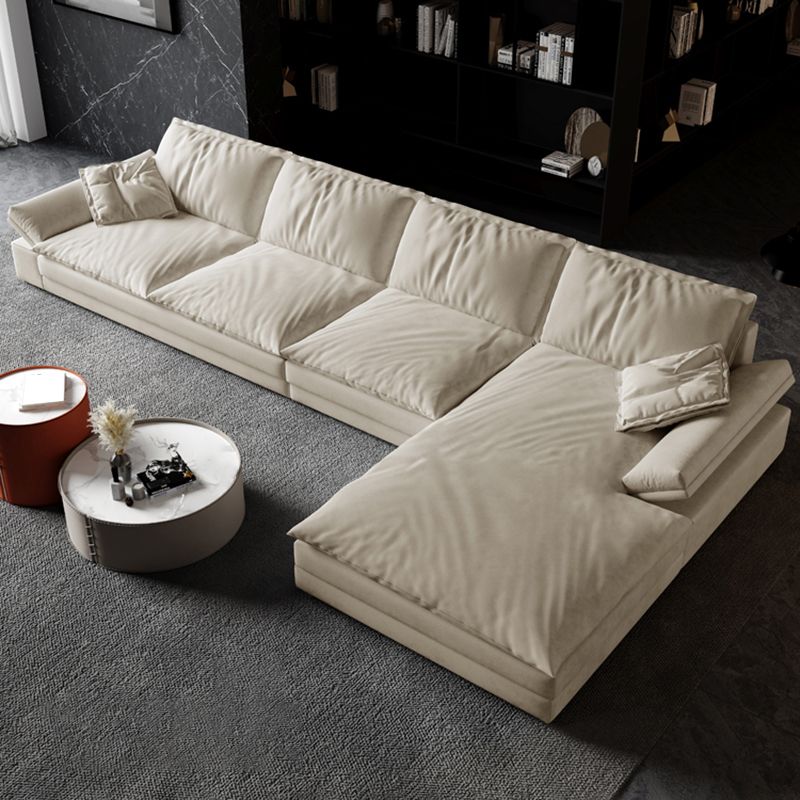 Scandinavian Cream Cushion Back Stain-Resistant Faux Leather Sofa