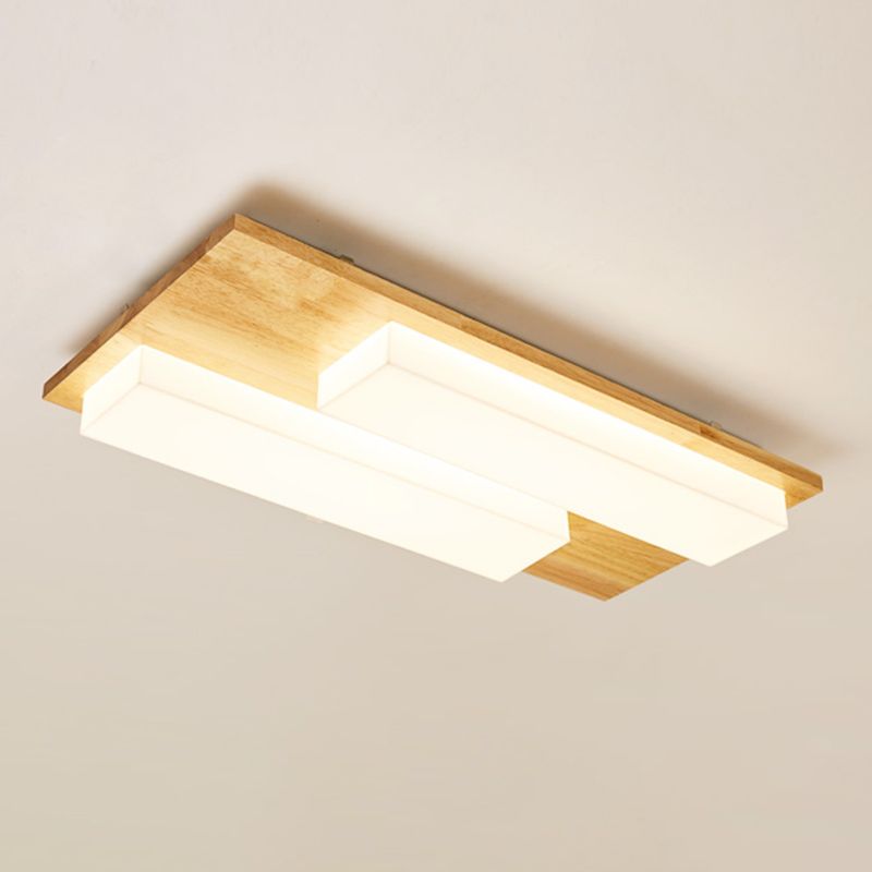 LED Minimaliste moderne Ceiling Fixture Wooden Flush Flush Mount with Acrylic Shade