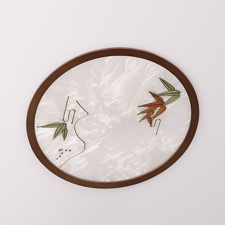 Modern Geometric LED Ceiling Lamp Wood Flush Mount for Balcony Dining Room